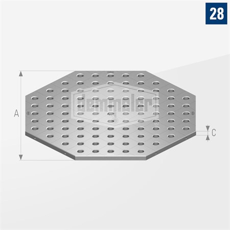 Spännplatta åttakantig, Diagonalraster, 100 x 100, SW 600x25
